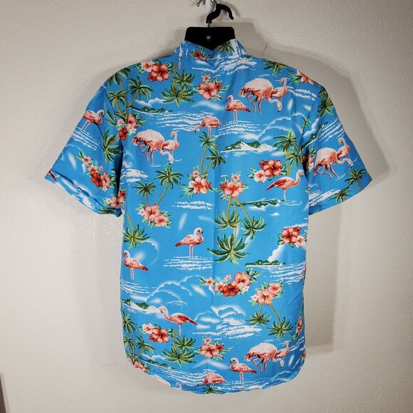SSLR Mens XL Collection Hawaiian Flamingo Print Button-Up Shirt Polyester - Picture 8 of 9